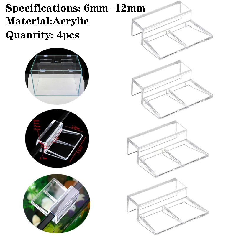Aquarium Fish Elevator - 6mm/8mm/10mm/12mm 4 Uds Clips acrílicos para