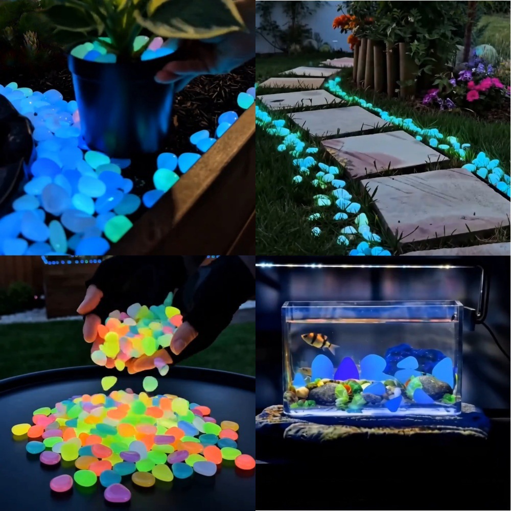 Aquarium Fish Pot - Piedras luminosas coloridas que brillan en