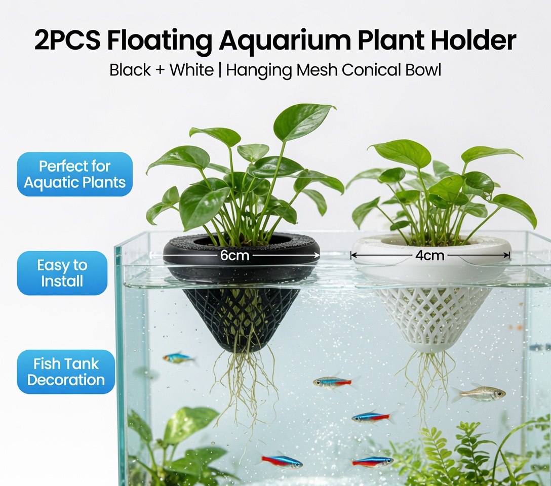 Soporte flotante para plantas  - Aquarium Fish Pot reseña y precio