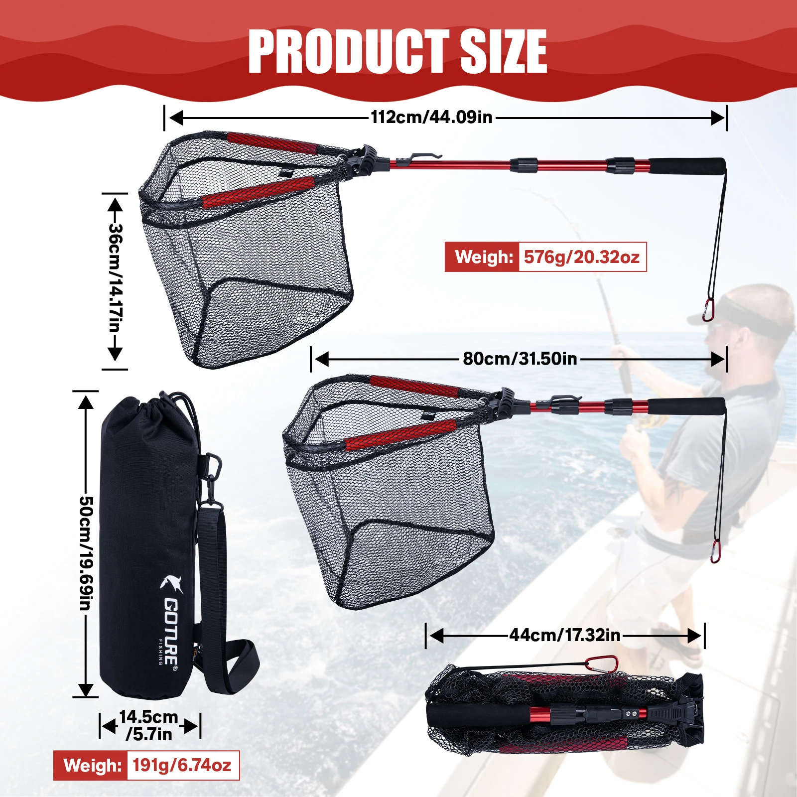 Red de pesca plegable Goture,  - Fish Net Handle reseña y precio